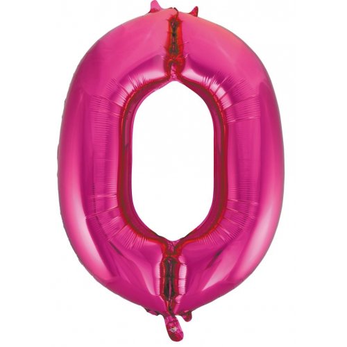 Magenta Pink Number 0 Supershape 86cm Foil Balloon UNINFLATED