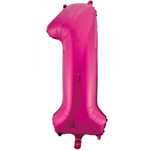 Magenta Pink Number 1 Supershape 86cm Foil Balloon UNINFLATED