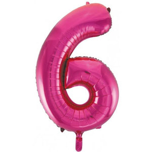 Magenta Pink Number 6 Supershape 86cm Foil Balloon UNINFLATED