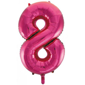 Magenta Pink Number 8 Supershape 86cm Foil Balloon UNINFLATED