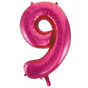 Magenta Pink Number 9 Supershape 86cm Foil Balloon UNINFLATED