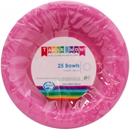 Magenta Pink Plastic Bowls - Pack of 25