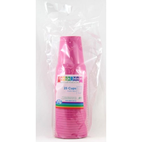 Magenta Pink Plastic Cups - Pack of 20