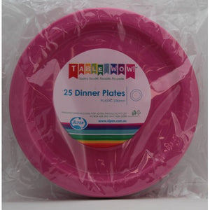Magenta Pink Plastic Dinner Plates - Pack of 25