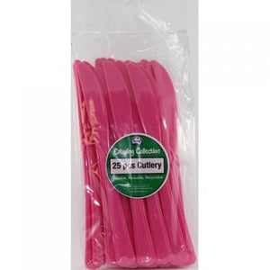 Magenta Pink Plastic Knives - Pack of 25