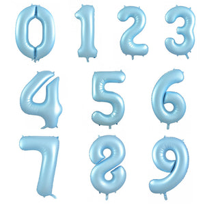 Matt Pastel Blue Helium Inflated Number Foil Balloon each