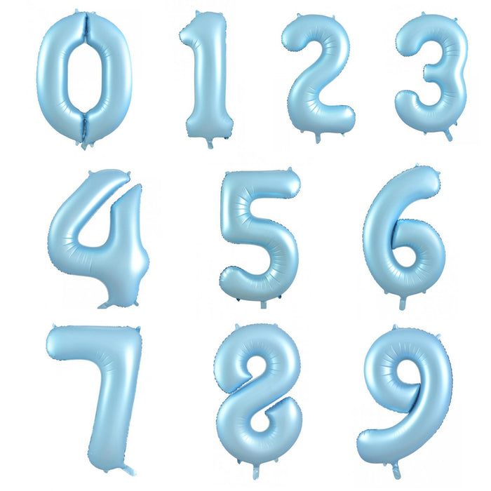 Matt Pastel Blue Helium Inflated Number Foil Balloon each