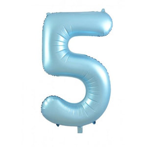 Matt Pastel Blue Number 5 Supershape 86cm Foil Balloon UNINFLATED