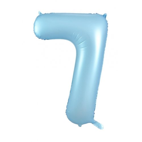 Matt Pastel Blue Number 7 Supershape 86cm Foil Balloon UNINFLATED