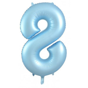 Matt Pastel Blue Number 8 Supershape 86cm Foil Balloon UNINFLATED