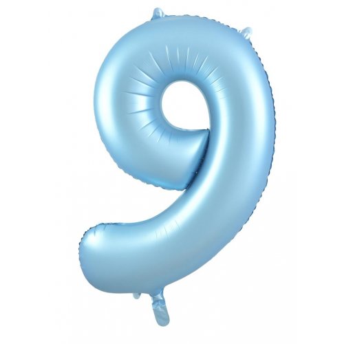 Matt Pastel Blue Number 9 Supershape 86cm Foil Balloon UNINFLATED