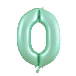 Matt Pastel Green Number 0 Supershape 86cm Foil Balloon UNINFLATED