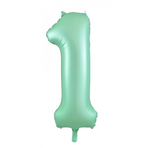 Matt Pastel Green Number 1 Supershape 86cm Foil Balloon UNINFLATED