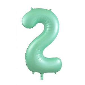 Matt Pastel Green Number 2 Supershape 86cm Foil Balloon UNINFLATED