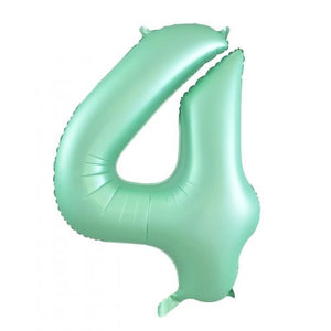 Matt Pastel Green Number 4 Supershape 86cm Foil Balloon UNINFLATED