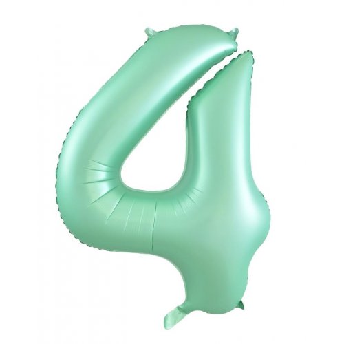 Matt Pastel Green Number 4 Supershape 86cm Foil Balloon UNINFLATED