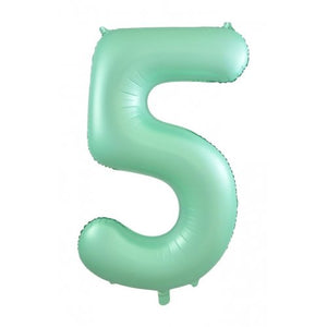 Matt Pastel Green Number 5 Supershape 86cm Foil Balloon UNINFLATED