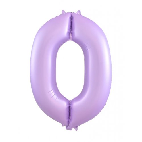 Matt Pastel Lilac Number 0 Supershape 86cm Foil Balloon UNINFLATED