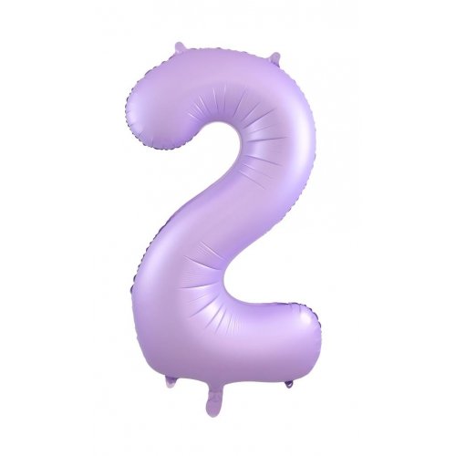 Matt Pastel Lilac Number 2 Supershape 86cm Foil Balloon UNINFLATED
