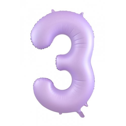 Matt Pastel Lilac Number 3 Supershape 86cm Foil Balloon UNINFLATED