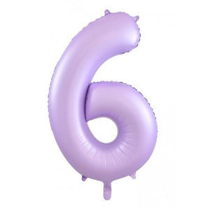 Matt Pastel Lilac Number 6 Supershape 86cm Foil Balloon UNINFLATED