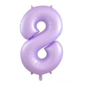 Matt Pastel Lilac Number 8 Supershape 86cm Foil Balloon UNINFLATED