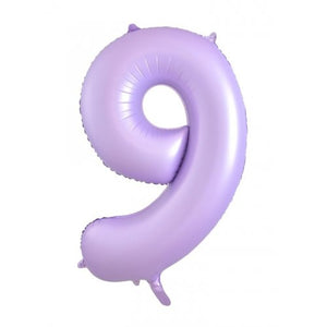 Matt Pastel Lilac Number 9 Supershape 86cm Foil Balloon UNINFLATED