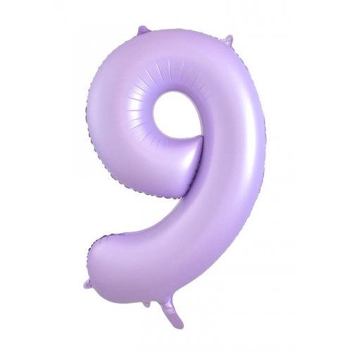 Matt Pastel Lilac Number 9 Supershape 86cm Foil Balloon UNINFLATED