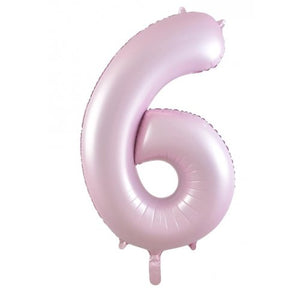 Matt Pastel Pink Number 6 Supershape 86cm Foil Balloon UNINFLATED