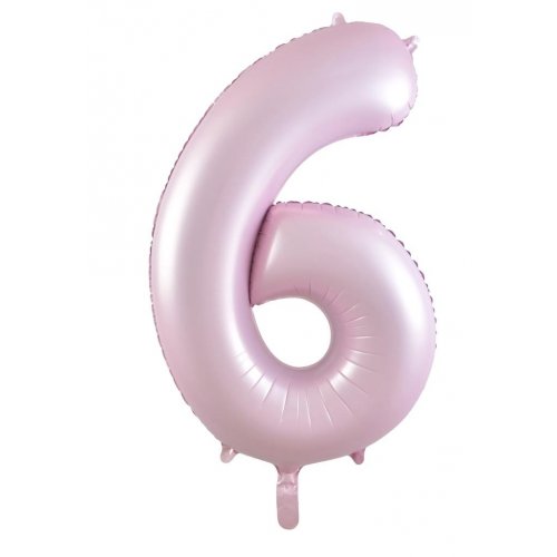 Matt Pastel Pink Number 6 Supershape 86cm Foil Balloon UNINFLATED
