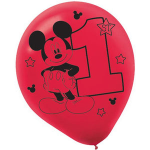 Mickey Mouse 1st Birthday Latex Balloon UNINFLATED - Pack of 15