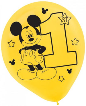 Mickey Mouse 1st Birthday Latex Balloon UNINFLATED - Pack of 15