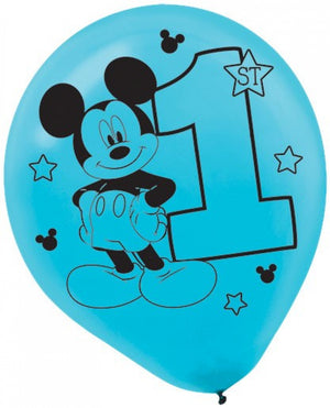 Mickey Mouse 1st Birthday Latex Balloon UNINFLATED - Pack of 15