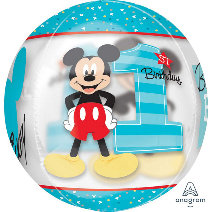 Mickey Mouse 1st Birthday Orbz Balloon UNINFLATED