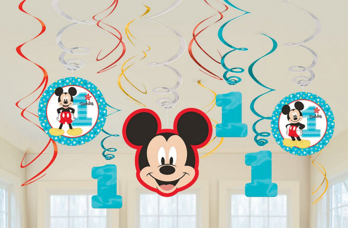 Mickey Mouse 1st Birthday Swirl Decorations