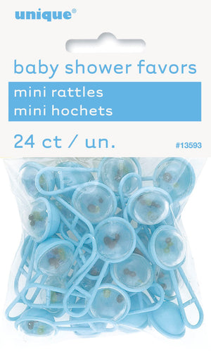 Mini Baby Rattles Blue Party Favors