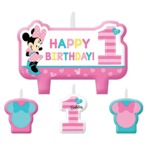 Minnie Mouse 1st Birthday Candles Set of 4