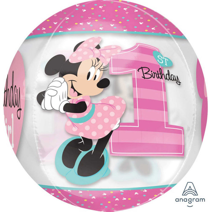 Minnie Mouse 1st Birthday Orbz Balloon UNINFLATED