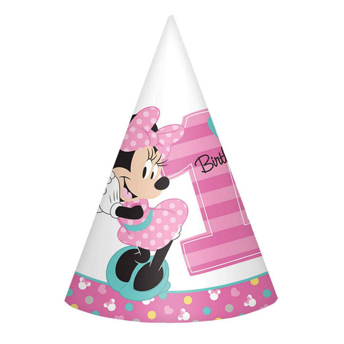 Minnie Mouse 1st Birthday Paper Party Cone Hat