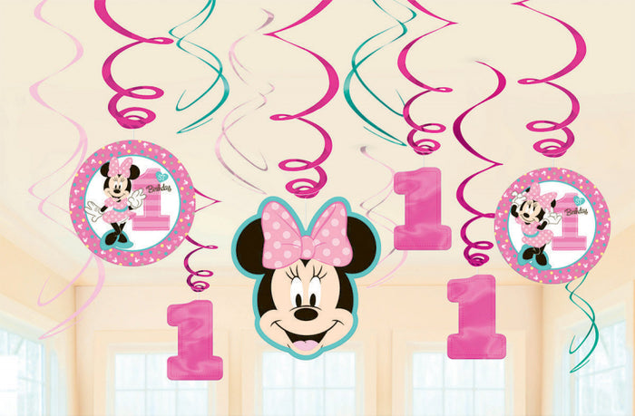 Minnie Mouse 1st Birthday Swirl Decorations