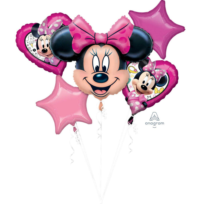 Minnie Mouse Foil Balloon Bouquet UNINFLATED - Pack of 5