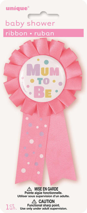 Mum To Be Award Ribbon Pink
