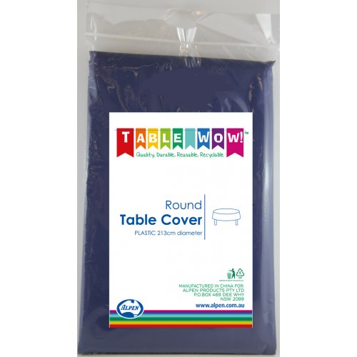 Navy Blue Plastic Round Tablecover