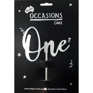 One Silver Acrylic Cake Topper