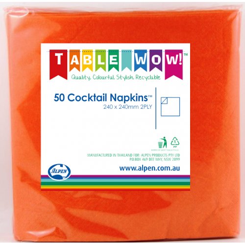 Orange Cocktail Napkins - Pack of 50