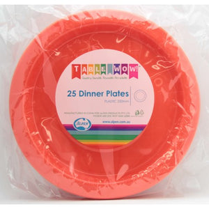 Orange Plastic Dinner Plates - Pack of 25