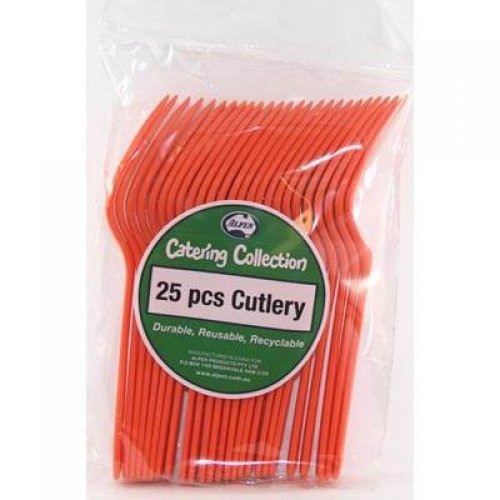 Orange Plastic Forks - Pack of 25