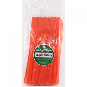 Orange Plastic Knives - Pack of 25