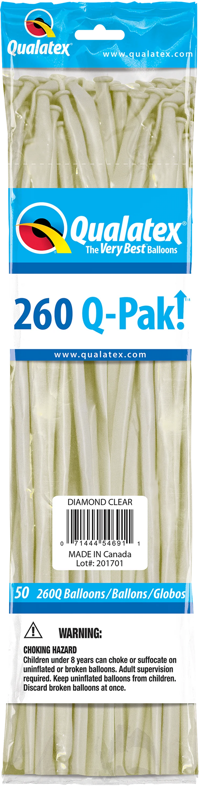260 Q-Pak Diamond Clear Qualatex Plain Latex UNINFLATED - Pack of 50