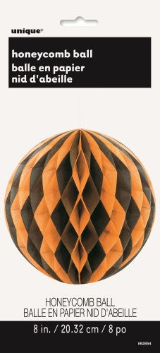 Paper Decoration Honeycomb Ball Black & Orange 20cm